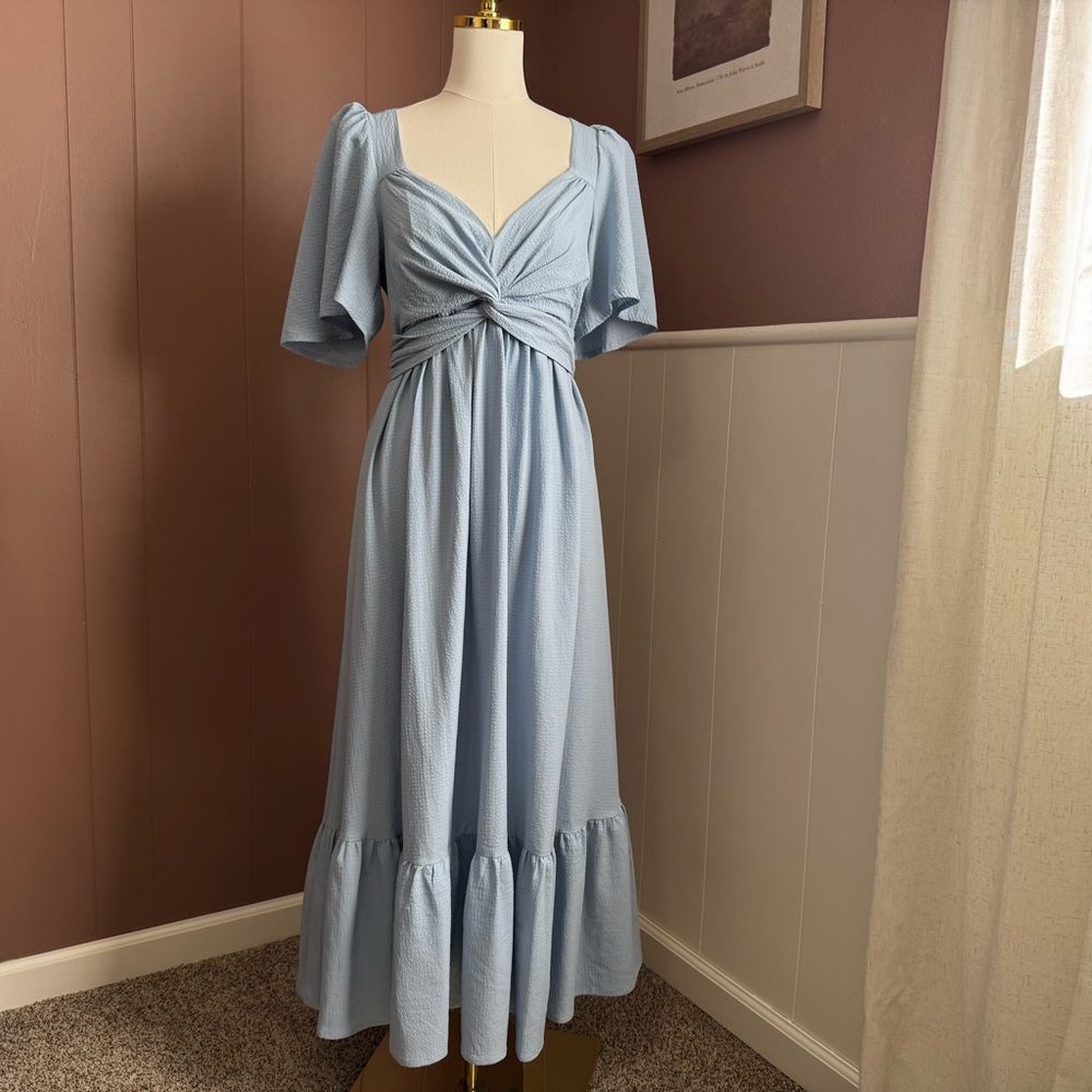 Astr Light Blue Midi Dress